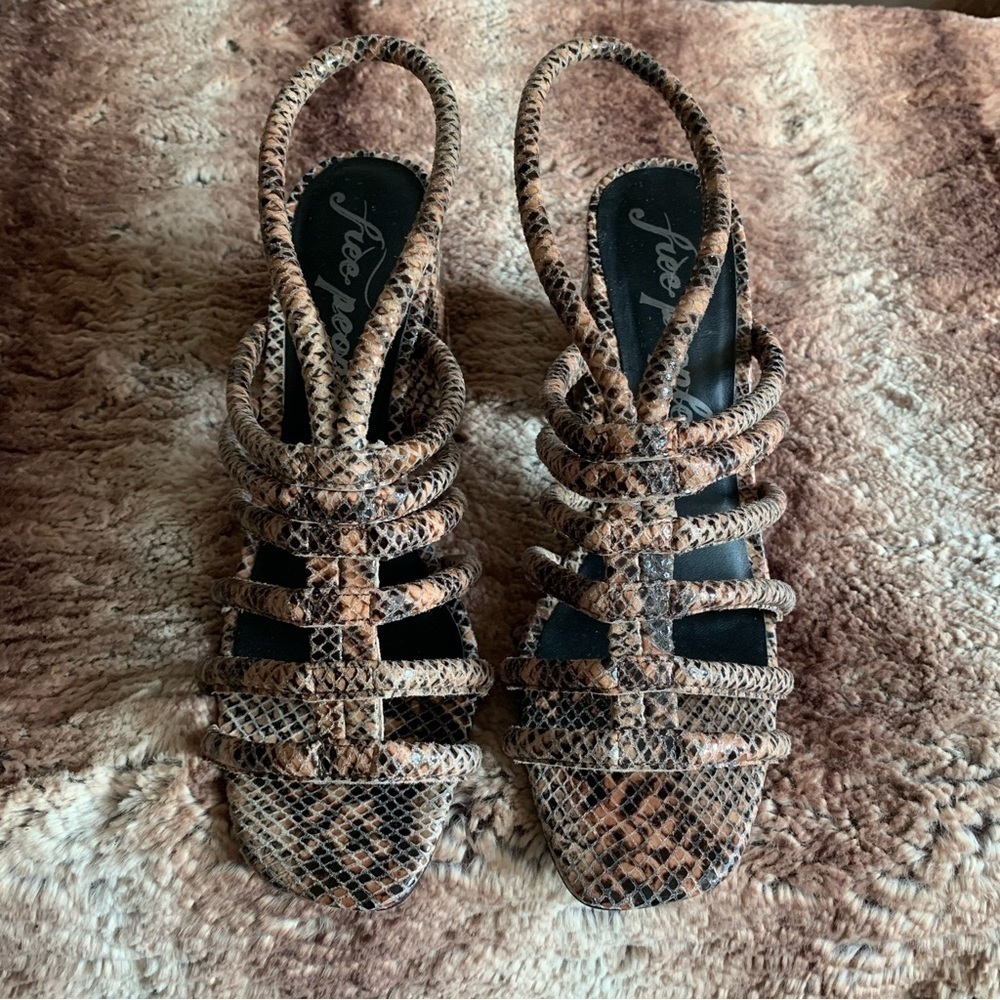 Free People Colette Cinched Heels Python - Picture 2 of 8